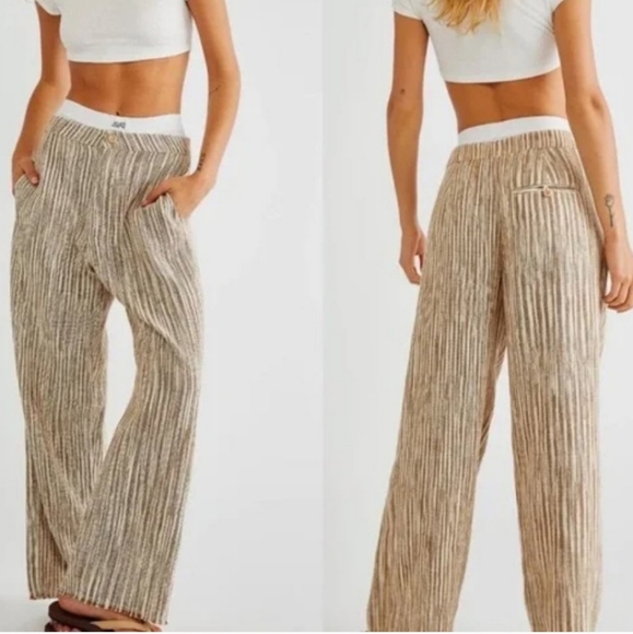 Free People Pants - Free People Marta Yarn Dye Trousers in Brown Combo Size 4